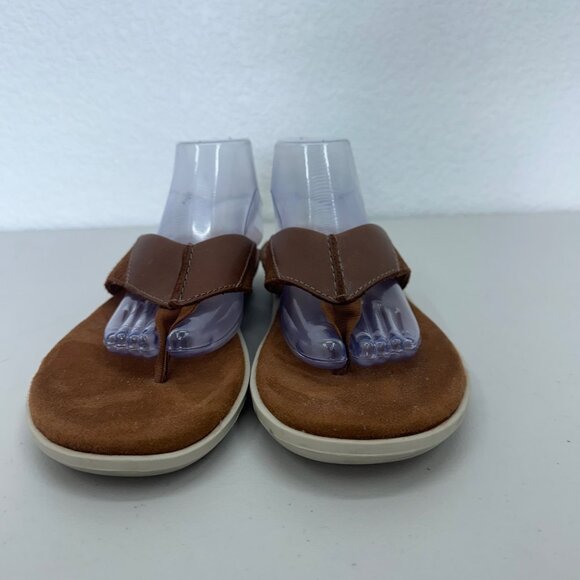 Clarks Ellison Easy Brown Leather Flip Flops Thong Sandals Shoes Mens size 9 M - Picture 2 of 8